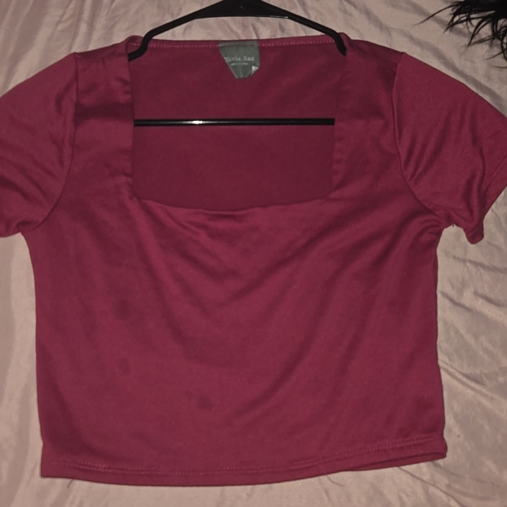 Olivia Rae Square-Neck Crop Top in Magenta